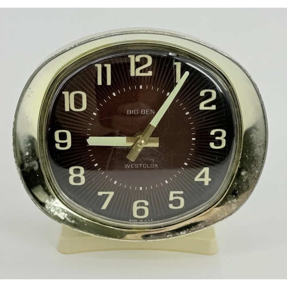 Westclox Big Ben Deluxe Alarm Clock Key Wound Luminous Dial 1970s Vintage